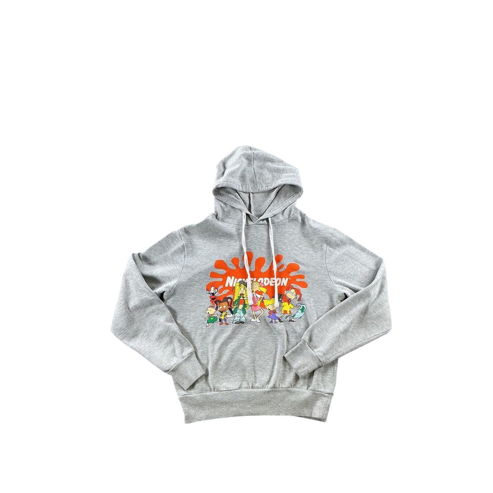 Nickelodeon 90s Cartoon Graphic Hoodie Grey Rugrats Hey Arnold XS LH12209HO